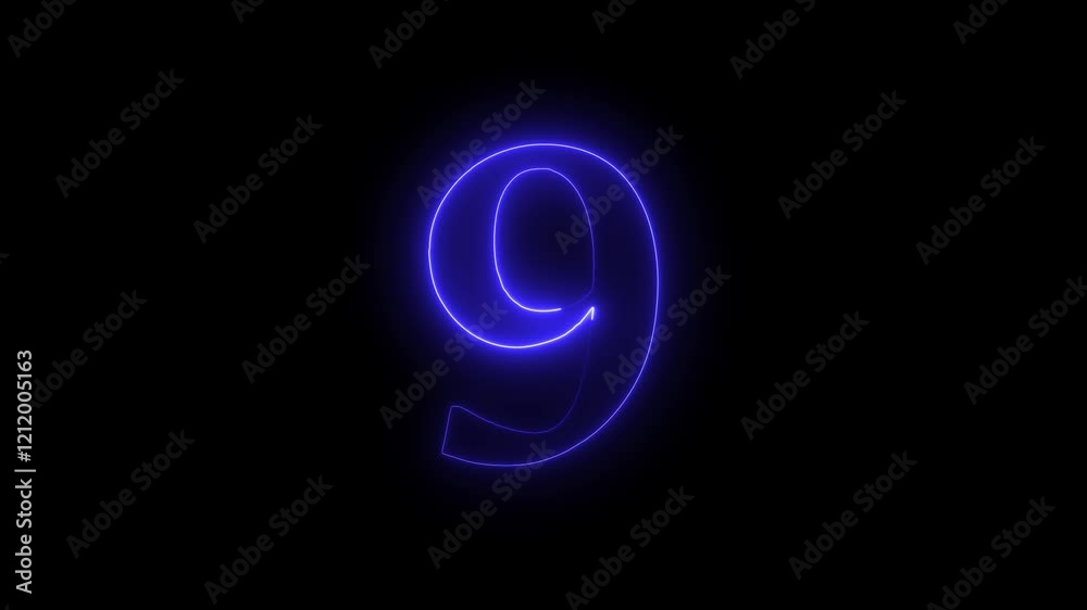 Abstract Glowing neon number 9. Educational mathematics 9 animation on black background. 4k motion graphics animation. Abstract Glowing neon number 9. Educational mathematics 9 animation on black background. 4k motion graphics animation.