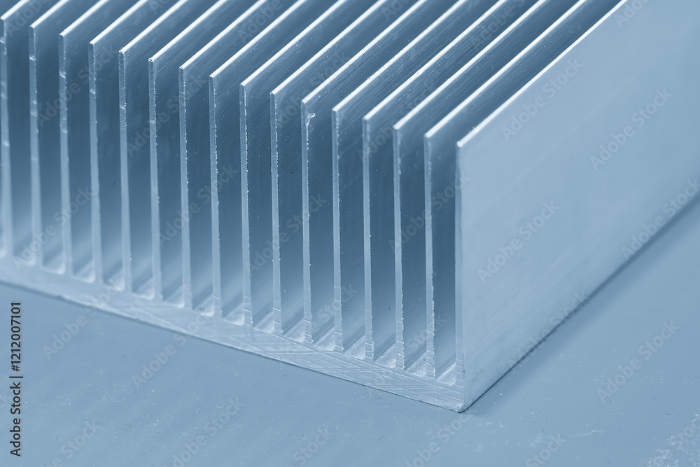 Close up scene the profile extrusion fin shape manufacturing concept. Close up scene the profile extrusion fin shape manufacturing concept.