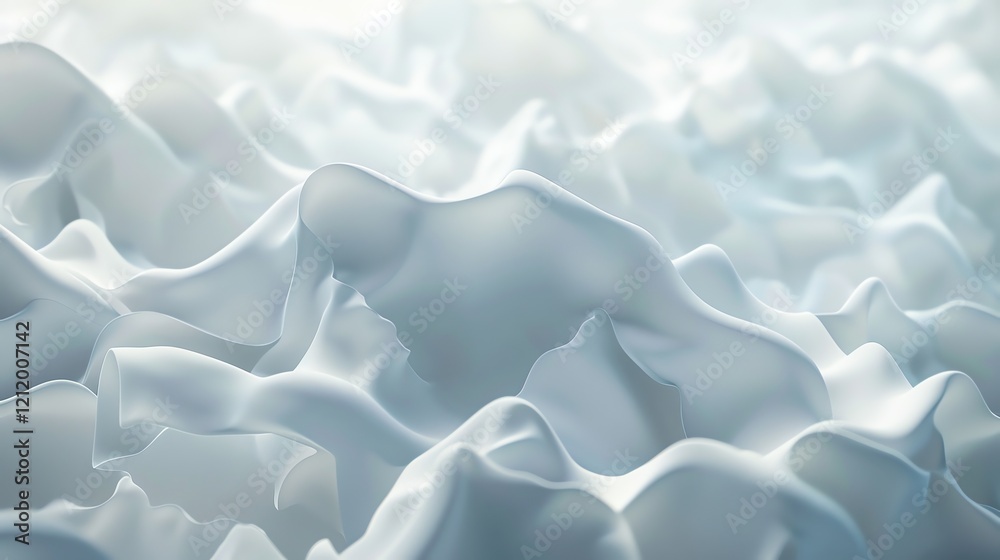 Fototapeta premium White abstract shapes with smooth lines. 3D rendering of a cloudy landscape.