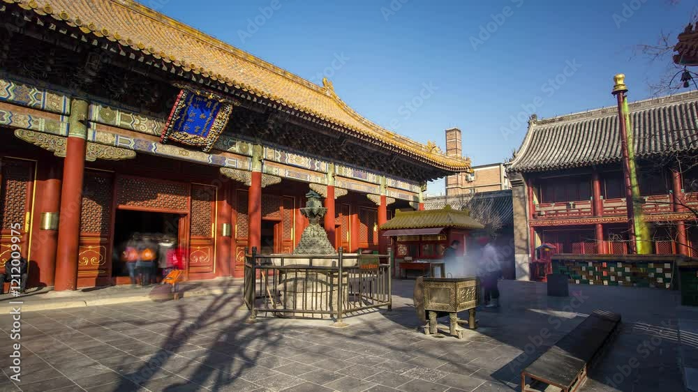 BEIJING, CHINA - JANUARY 11, 2025: Explore ancient architecture in a quiet courtyard with traditional buildings and serene atmosphere BEIJING, CHINA - JANUARY 11, 2025: Explore ancient architecture in a quiet courtyard with traditional buildings and serene atmosphere