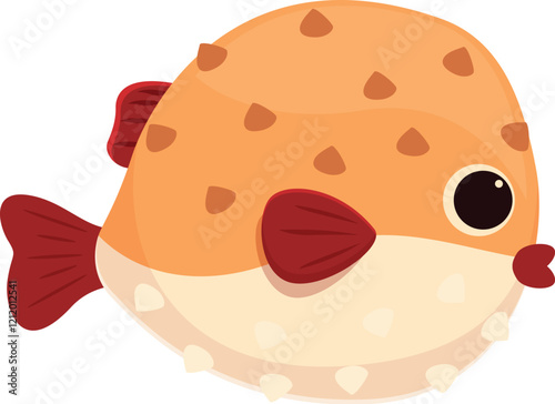 Cartoon puffer fish swimming, adorable sea creature for kids designs