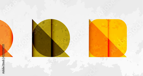 Squares, circles and triangles and grainy noisy texture. Vector Illustration For Wallpaper, Banner, Background, Card, Book Illustration, landing page