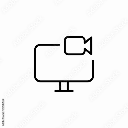 Video chat computer screen icon vector sign