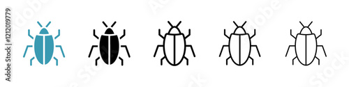 Bugs vector icons pack in black and blue colors