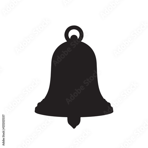 flat vector black silhouette of bell isolated on white background.eps