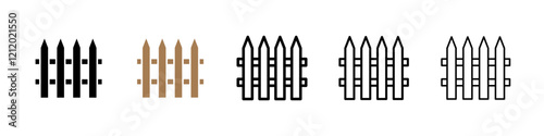 Fence vector icons pack in black and blue colors