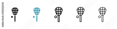 Lacrosse stick ball vector icons pack in black and blue colors