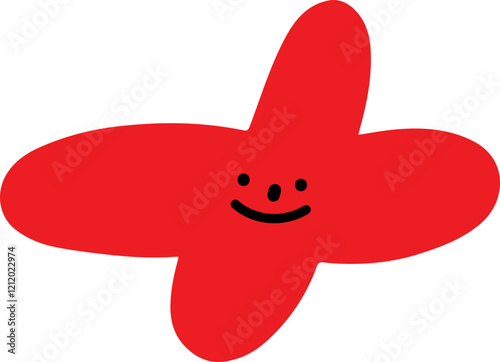 Abstract free form shape solid flat color with smiley face   