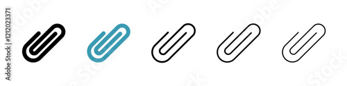 Paperclip vector icons pack in black and blue colors