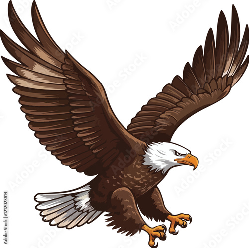 Bald Eagle Mascot Swooping with Claws Out and Wings Spread