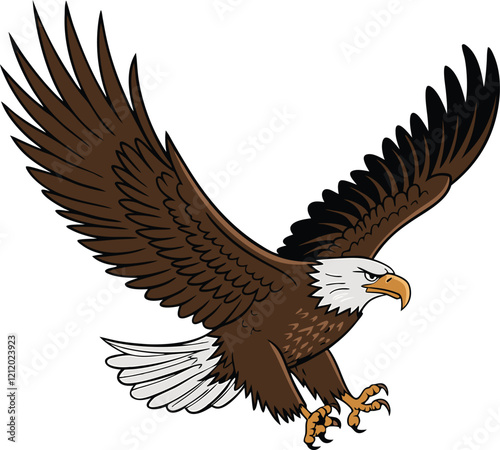 Bald Eagle Mascot Swooping with Claws Out and Wings Spread