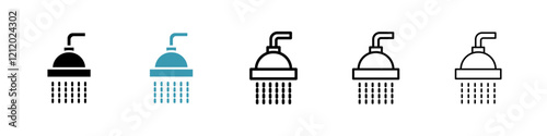 Shower vector icons pack in black and blue colors