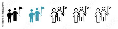 Tour guide people vector icons pack in black and blue colors