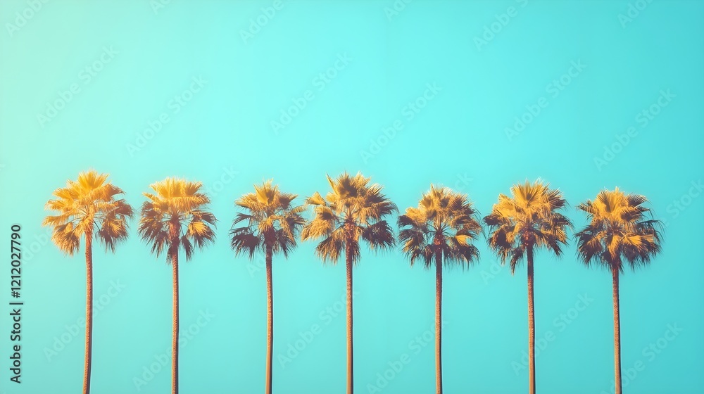 Obraz premium palm trees on a blue background