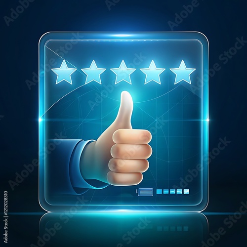 Wallpaper Mural person reviews a perfect 5-star customer rating on a computer monitor, testimonial and testimony, user comment and feedback for review. emphasizing online feedback and customer satisfaction.  Torontodigital.ca