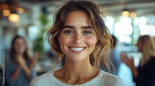 Free Download A happy woman with a big smile on her face - GFXLoad