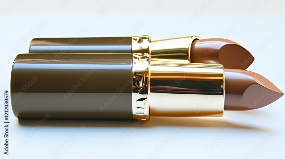 Beige Lipsticks Arranged on a Solid White Background Generative AI Beige Lipsticks Arranged on a Solid White Background Generative AI