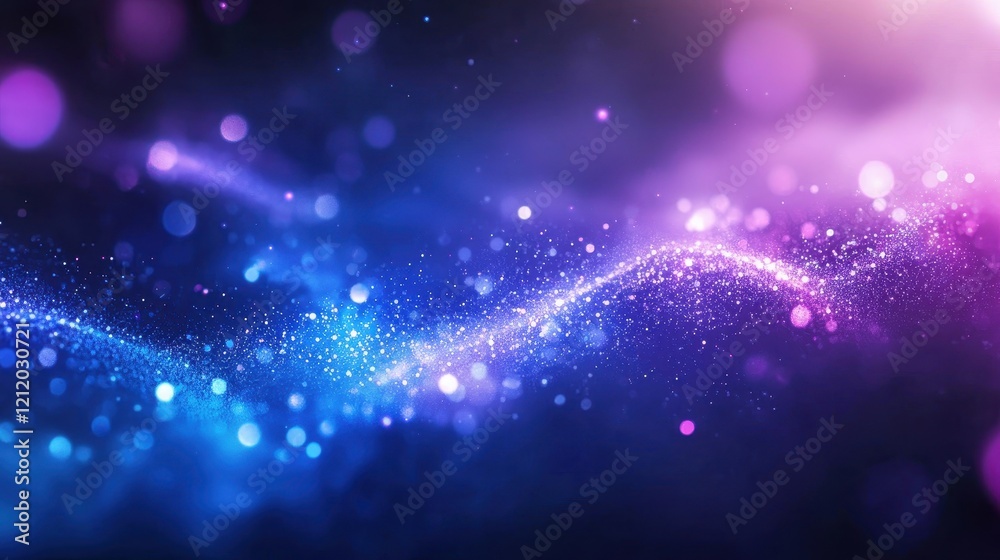 Obraz premium Abstract background with luminous sparkles and glowing particles in shades of blue, purple, and pink, creating a dreamy and magical atmosphere for creative projects.