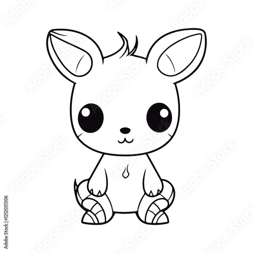 Cute cartoon baby Kangaroo kawai illustration