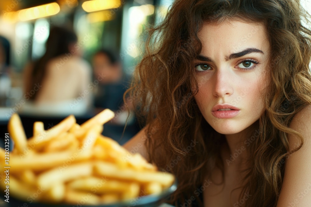 A person enjoying a plate of fried potatoes, often served as a snack or side dish A person enjoying a plate of fried potatoes, often served as a snack or side dish