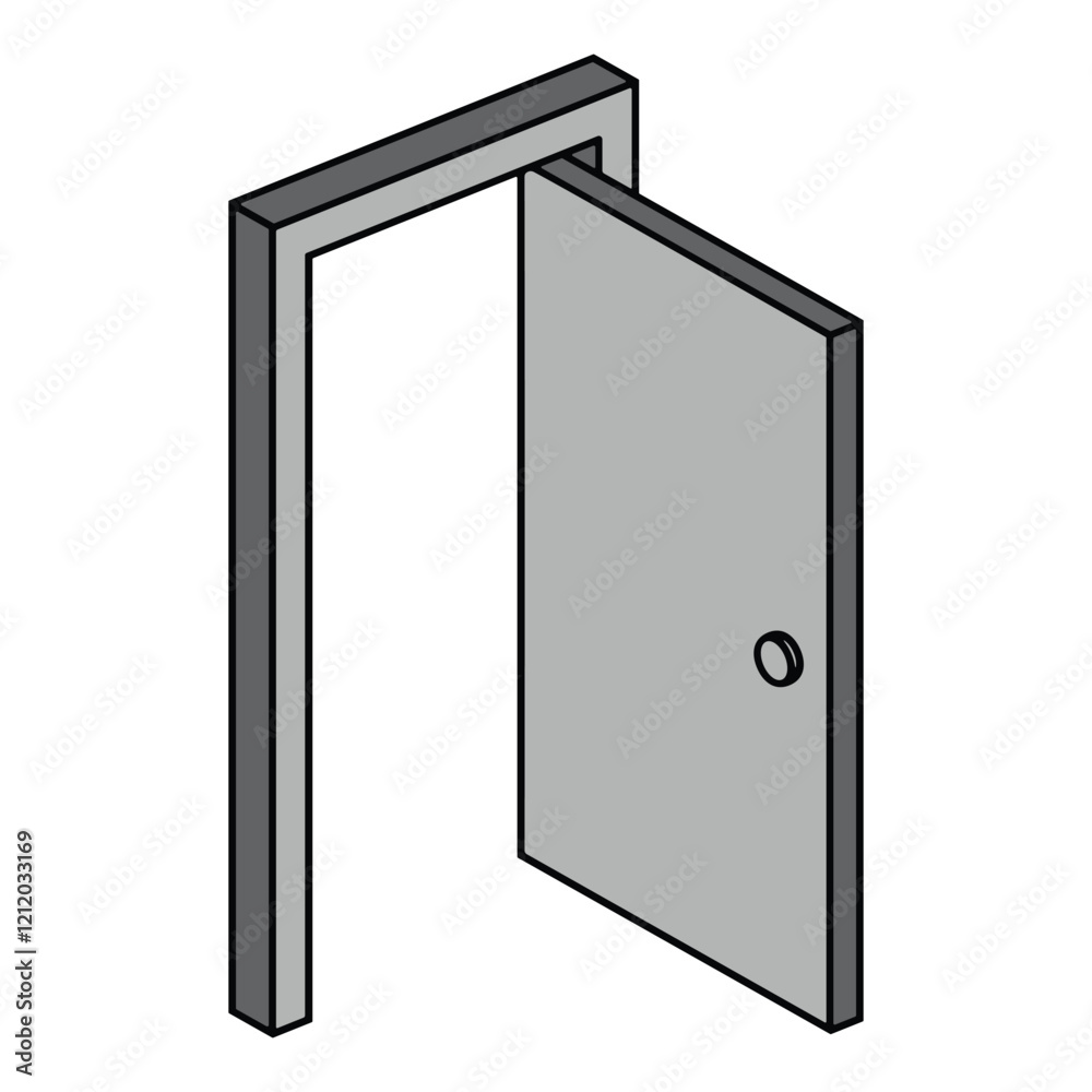 a opened door frame isolated vector object a opened door frame isolated vector object