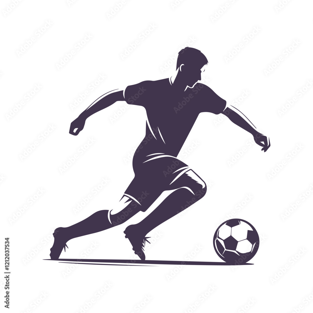 Fototapeta premium Soccer Player Silhouette Vector Design Template Illustration