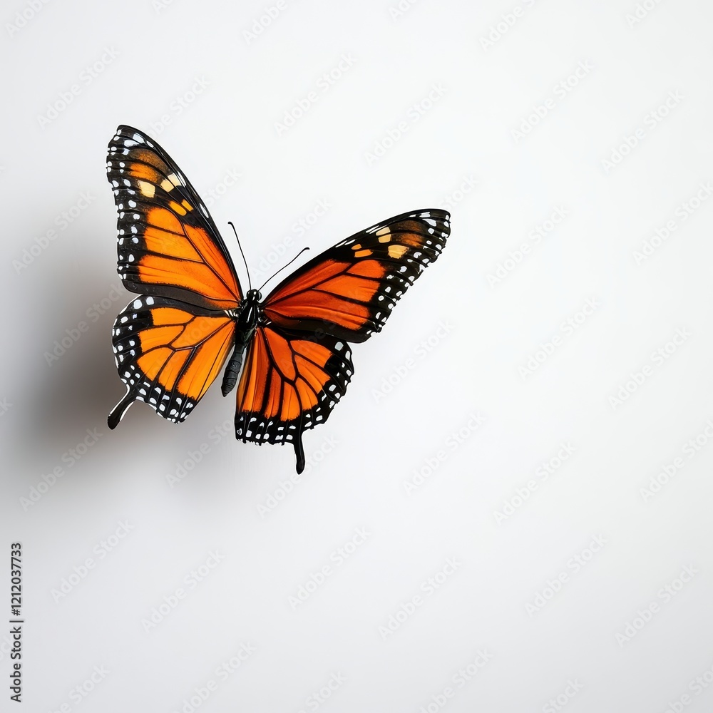 Fototapeta premium Vibrant Monarch Butterfly on Minimalistic White Background