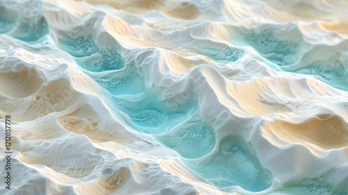 Intricate Blue and Beige Topographical Patterns in blue and beige. generative AI