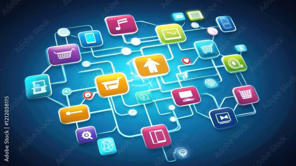 Global Network of Interconnected Apps and Services: A Visual Representation of the Digital Ecosystem Global Network of Interconnected Apps and Services: A Visual Representation of the Digital Ecosystem
