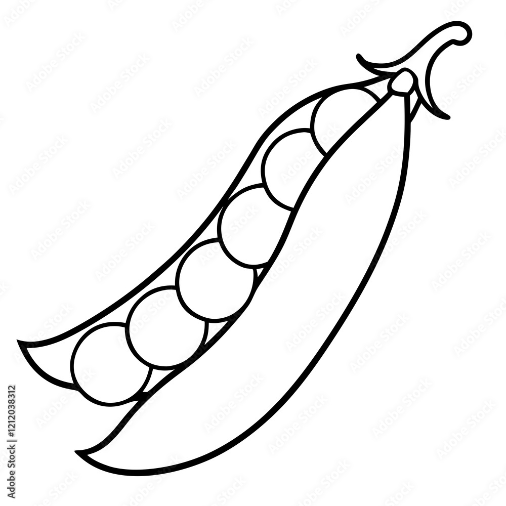 One-Line Vector Drawing of Peas One-Line Vector Drawing of Peas