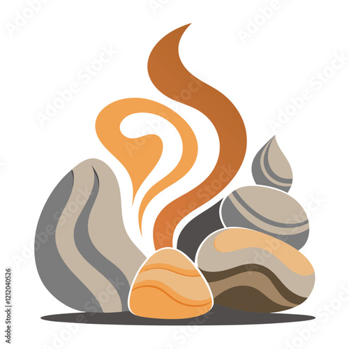 A vector silhouette design of abstract clay sculptures with smooth,