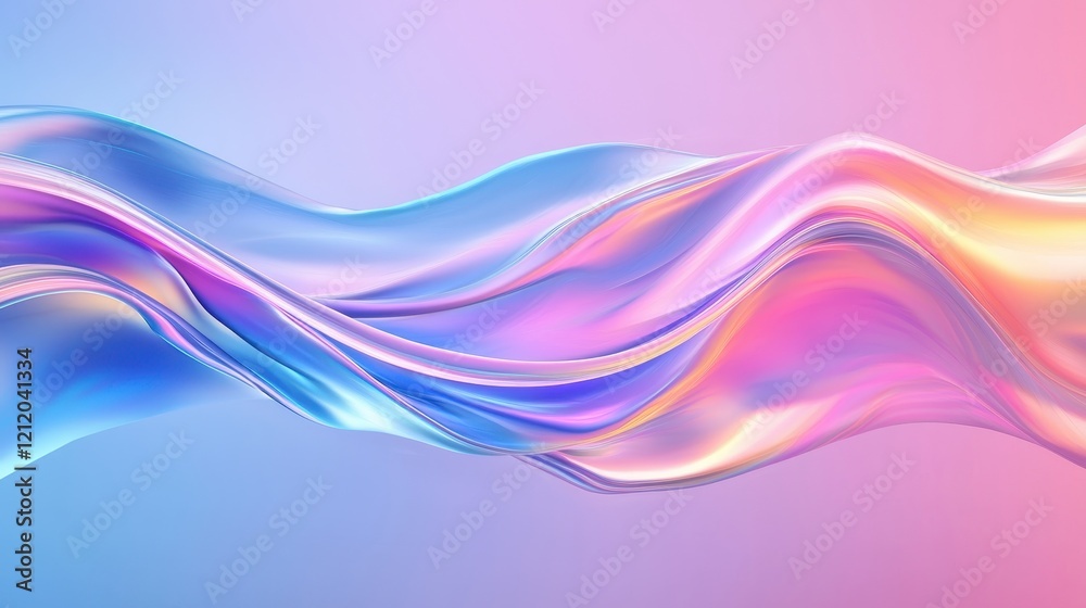 Fototapeta premium Soft Fluid Waves in Pastel Tones with Smooth Gradients and Iridescent Highlights for Abstract Background and Design Use in Modern Projects