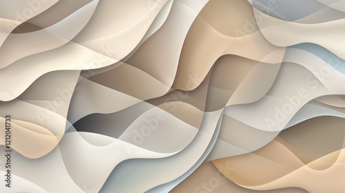 A seamless abstract design of organic, geometric shapes with soft edges in muted tones of beige, gray, and brown, creating a harmonious effect.