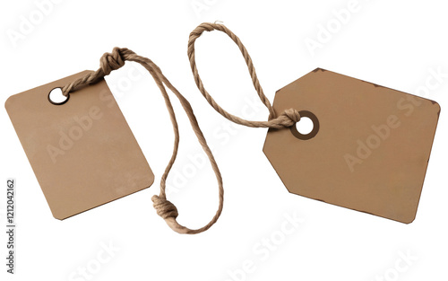 set of price tag, blank paper tags on transparent background