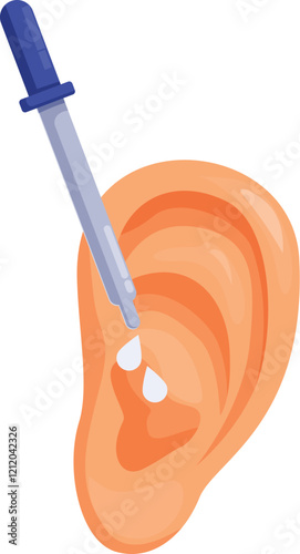 Ear drops being applied to a human ear canal with a dropper for ear infection or earwax removal