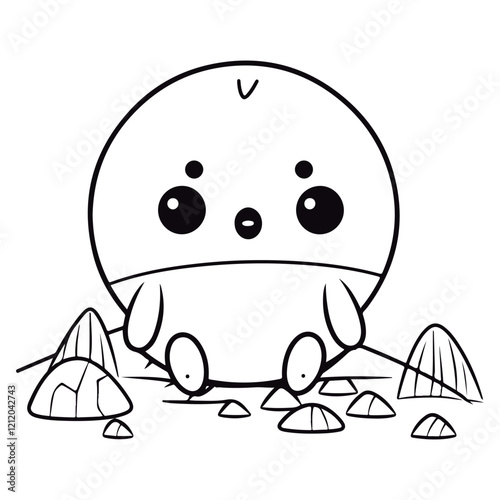 outlined baby Mole kawai coloring page illustration.