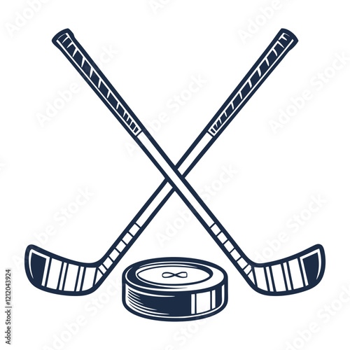 hockey stick and puck on white background 