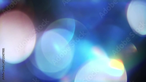 青い玉ボケがきらめく実写のトランジション・ライトリーク素材