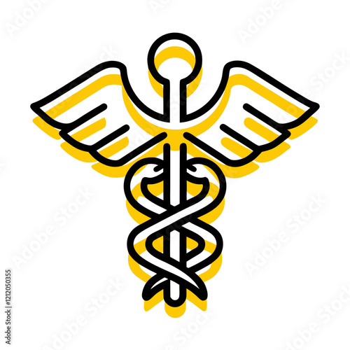.Medical symbol, caduceus, winged staff, snake emblem