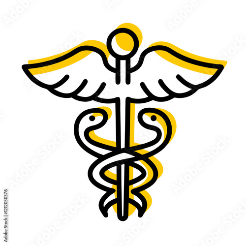 .Medical symbol, caduceus, winged staff, snake emblem