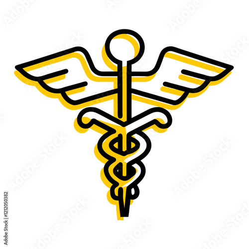 .Medical symbol, caduceus, winged staff, snake emblem