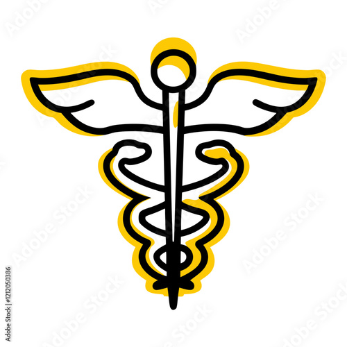 .Medical symbol, caduceus, winged staff, snake emblem