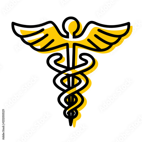 .Medical symbol, caduceus, winged staff, snake emblem