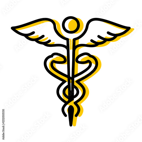 .Medical symbol, caduceus, winged staff, snake emblem