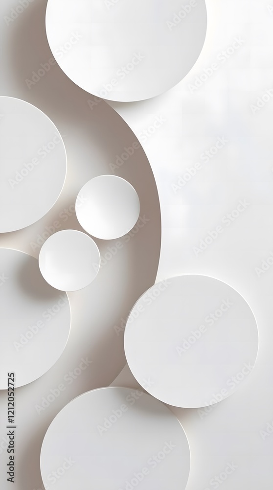 Minimalistic White Circles and Geometric Shapes on a Soft White Background Minimalistic White Circles and Geometric Shapes on a Soft White Background