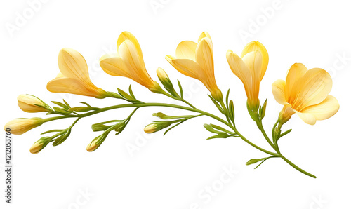 Yellow Freesia Flower Branch, Studio Shot, Floral Design, Spring