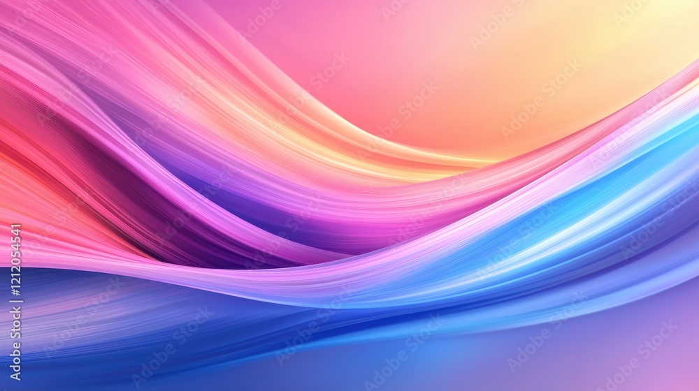 Obraz premium Soft and Fluid Abstract Background with Gentle Waves of Gradient Colors in Shades of Pink, Purple, and Blue for Use in Design, Art Projects or Digital Media