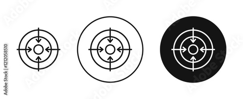 Bullseye pointer vector icons pack in black and blue colors