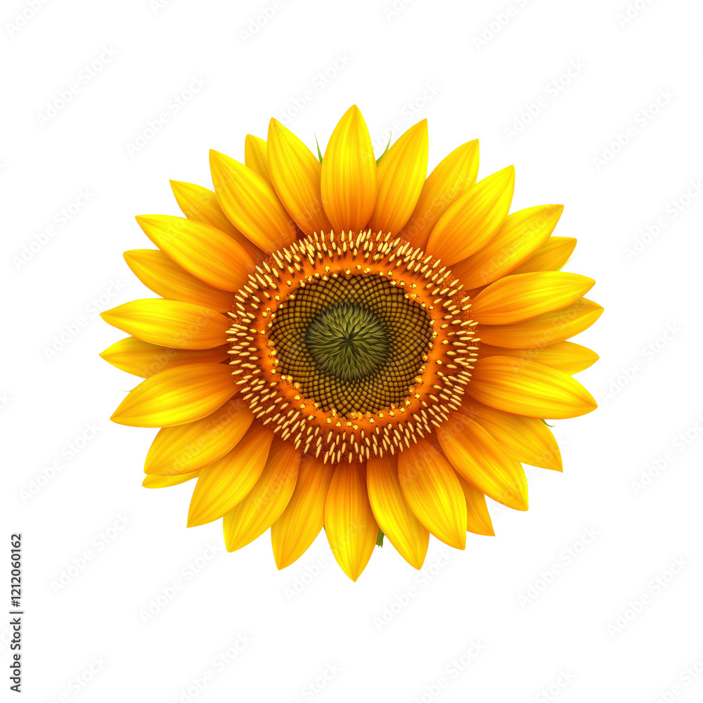 Fototapeta premium Vibrant Sunflower Blossom on White Background