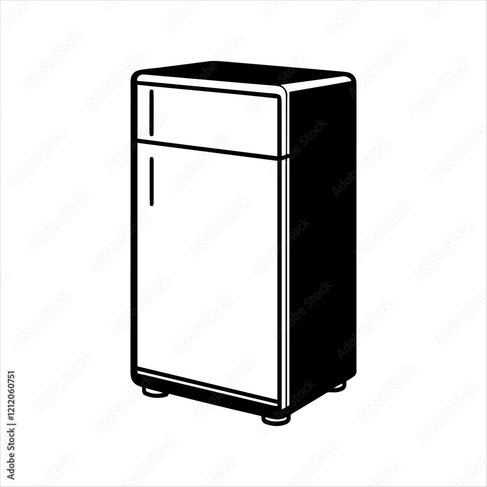 Refrigerator vector silhouette or modern line symbol. Vector line art and icon design with bold outline. Black and white Pixel Perfect minimalistic symbol isolated on white. Refrigerator vector silhouette or modern line symbol. Vector line art and icon design with bold outline. Black and white Pixel Perfect minimalistic symbol isolated on white.